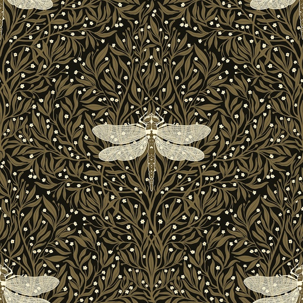 leaves and flowers in brown and black