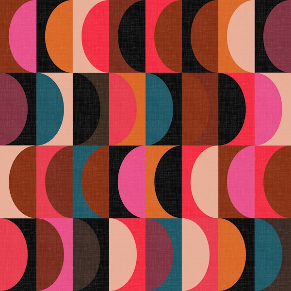 Mid Century Modern Shapes Vibrant Night WP