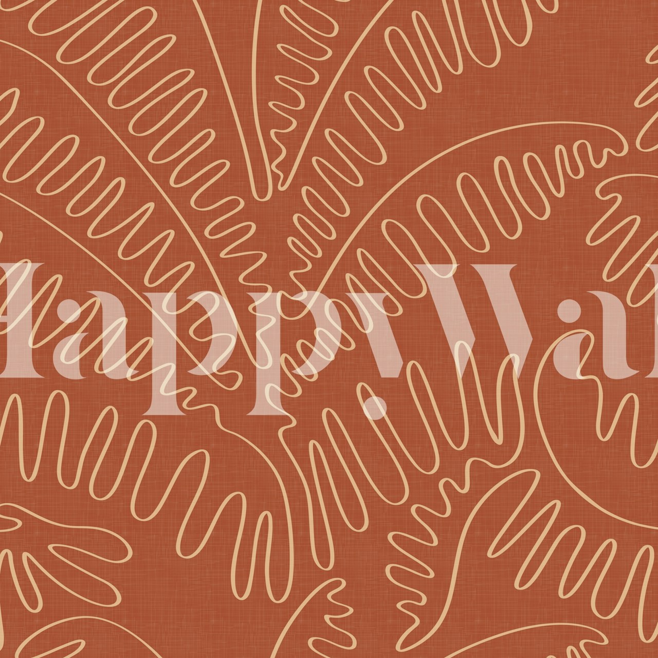 Line Art Palm Leaves WM in warme bruin