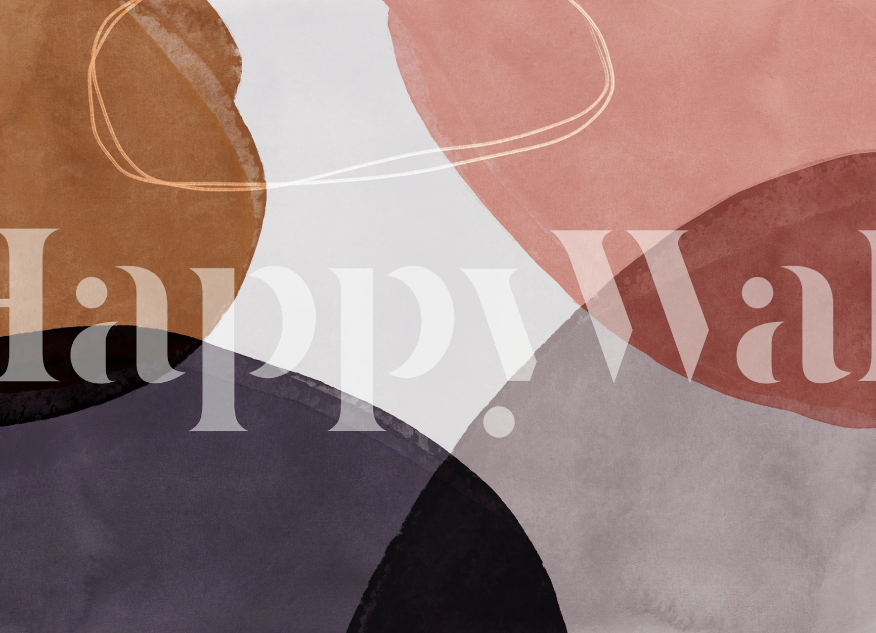 Abstract geometric shapes wall mural with circles and soft-edged polygons in muted colors