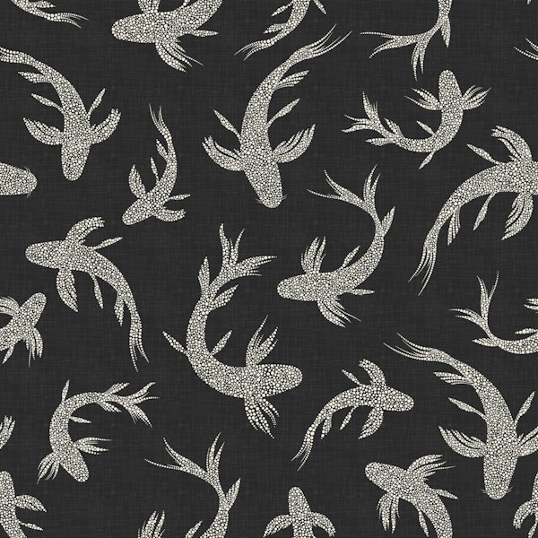 Japanese Koi Ponds Glam Charcoal WP