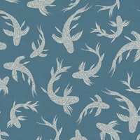 Japanese Koi Ponds Glam Aegean Blue WM tapete