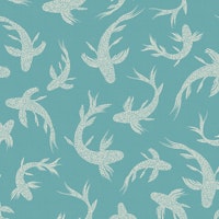 Japanese Koi Ponds Glam Coastal Blue WM tapete