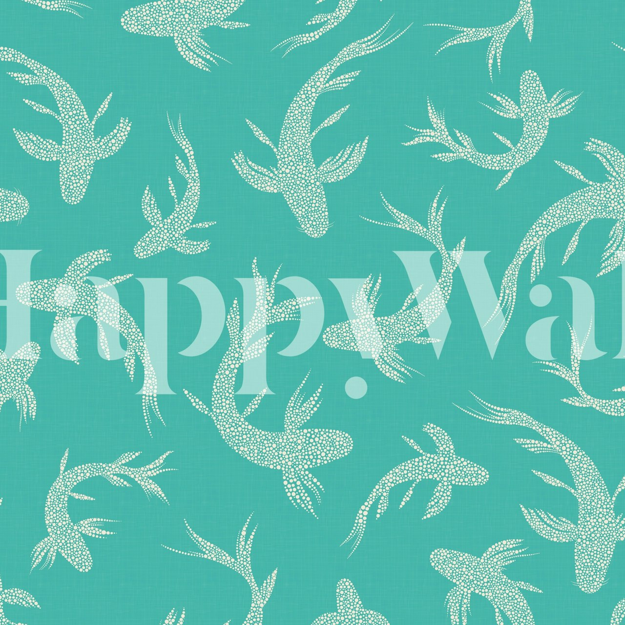 Turquoise background with swirling koi fish wallpaper