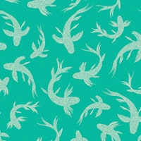 Japanese Koi Ponds Glam Aqua Green WM tapete