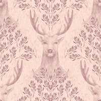 Deer in fern foliage - rose quartz L wallpaper