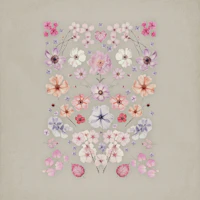 Pressed Flower Garden Pink Grey behang