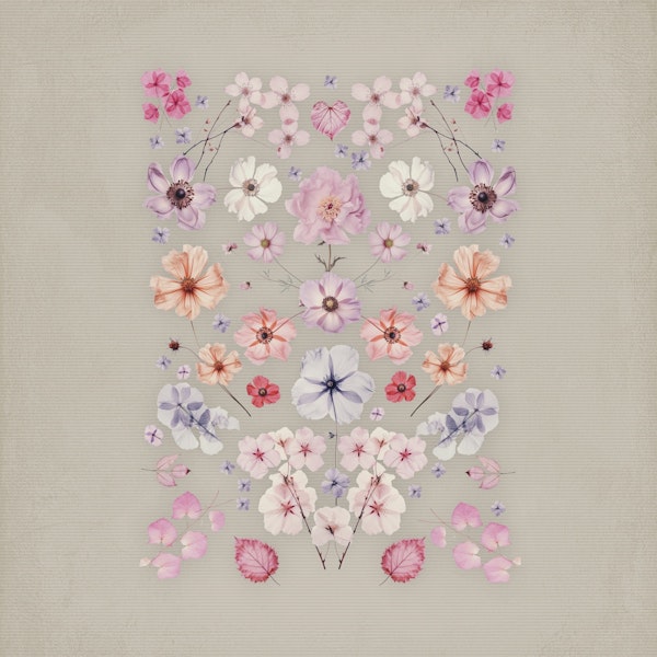 Pressed Flower Garden Pink Grey