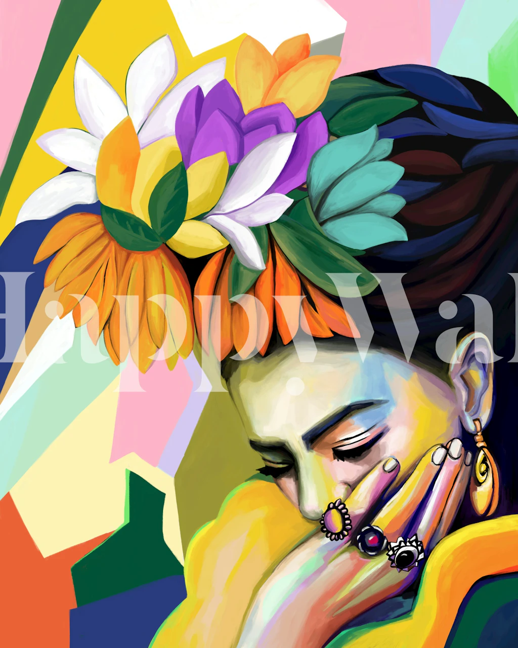 Dreamy Floral Portrait tapet i et rum