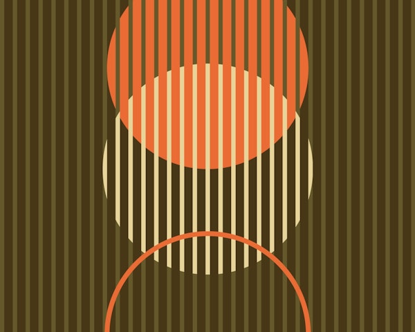 Rising geometric circles - orange & brown