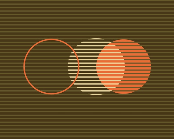 geometric circles & stripes - orange & brown