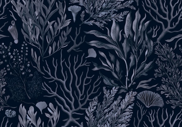 Mystical Ocean Underwater Foliage Garden Blue