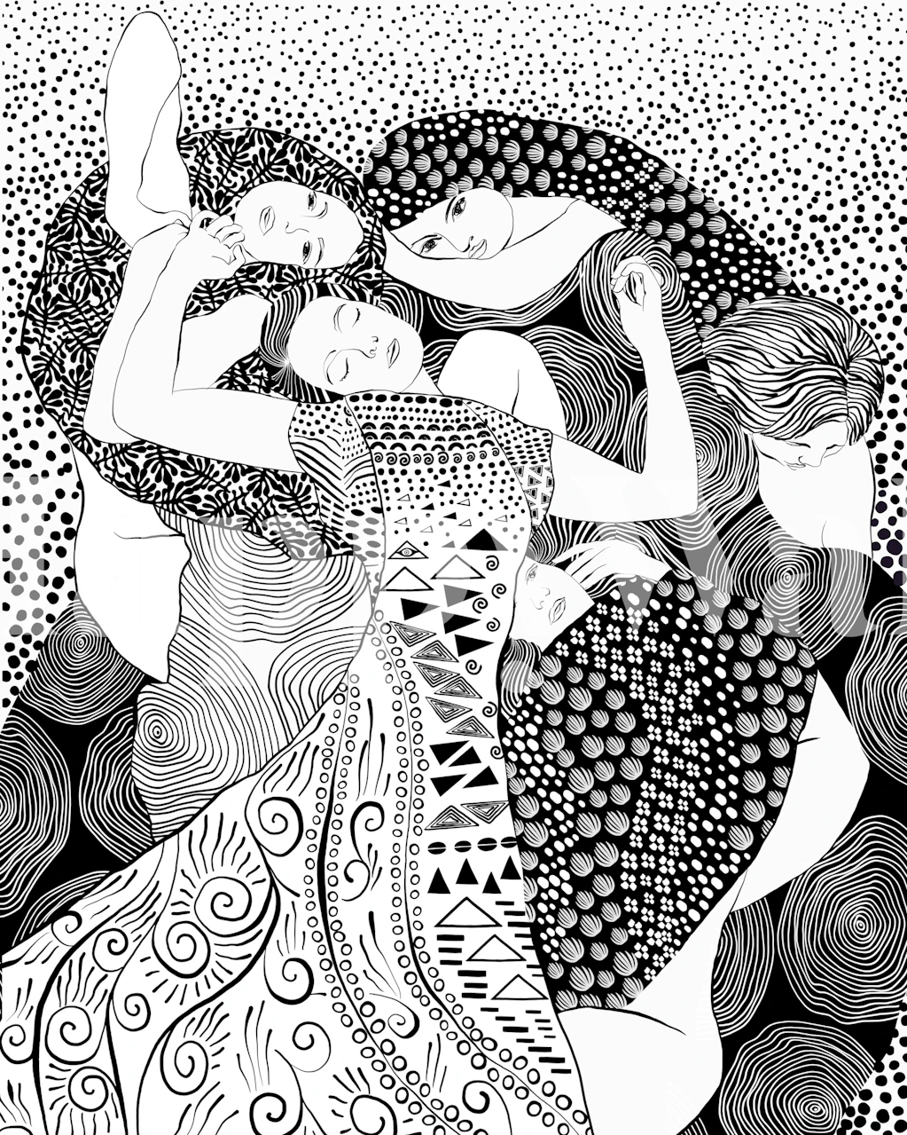 Black and white abstract wallpaper with intricate patterns