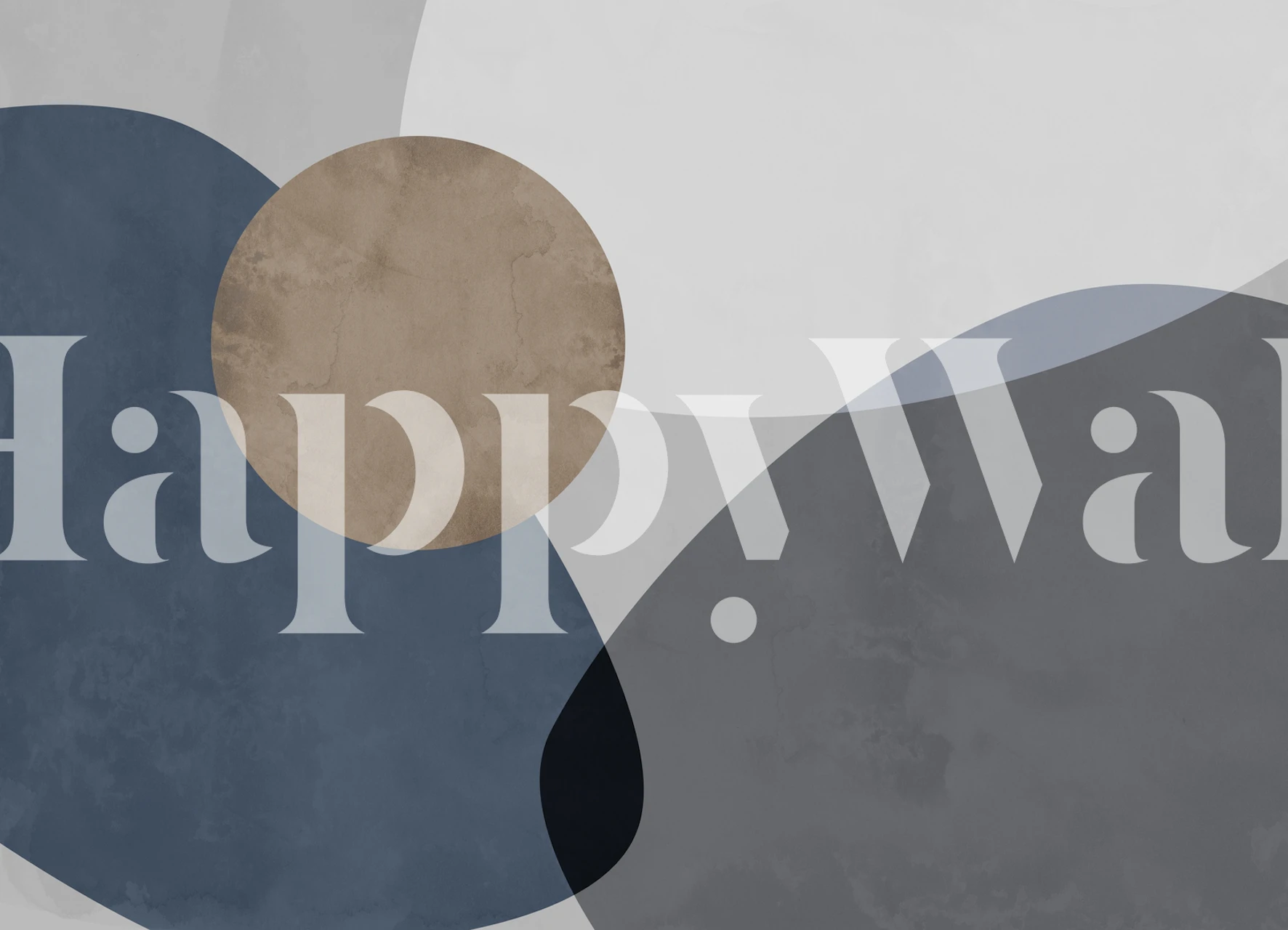 Abstract shapes in gray, blue, and beige wallpaper