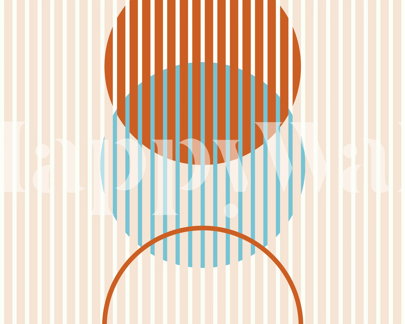 Rising geometric circles wallpaper in a room