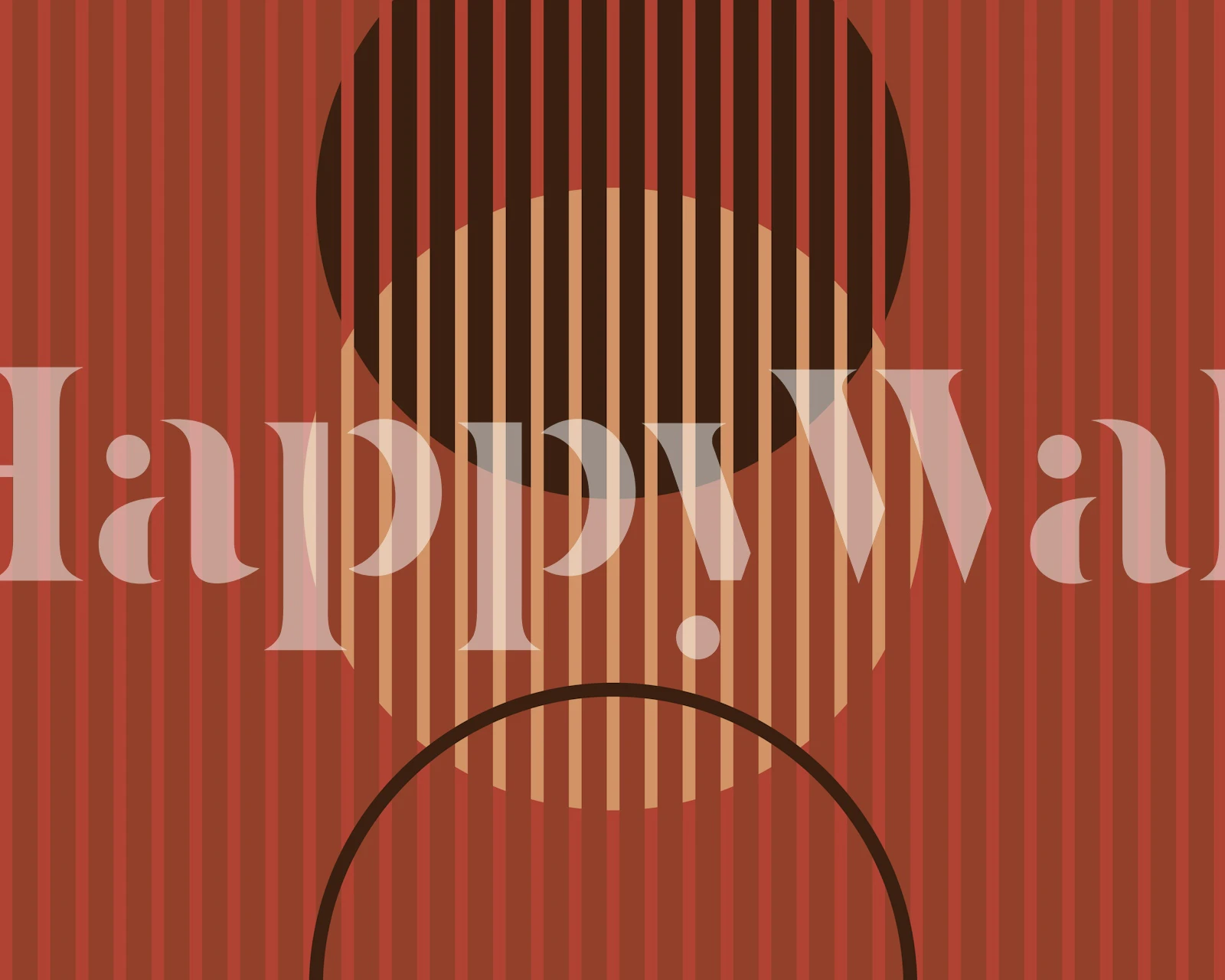 Geometric circles with stripes in burgundy and beige wallpaper