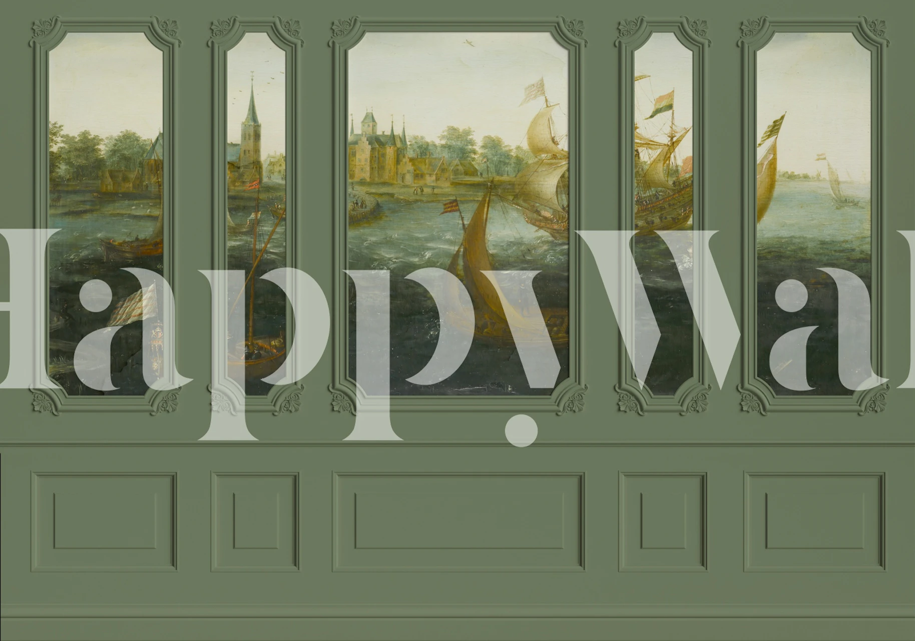 Timeless Ocean Journey Viridian Green behang in de kamer