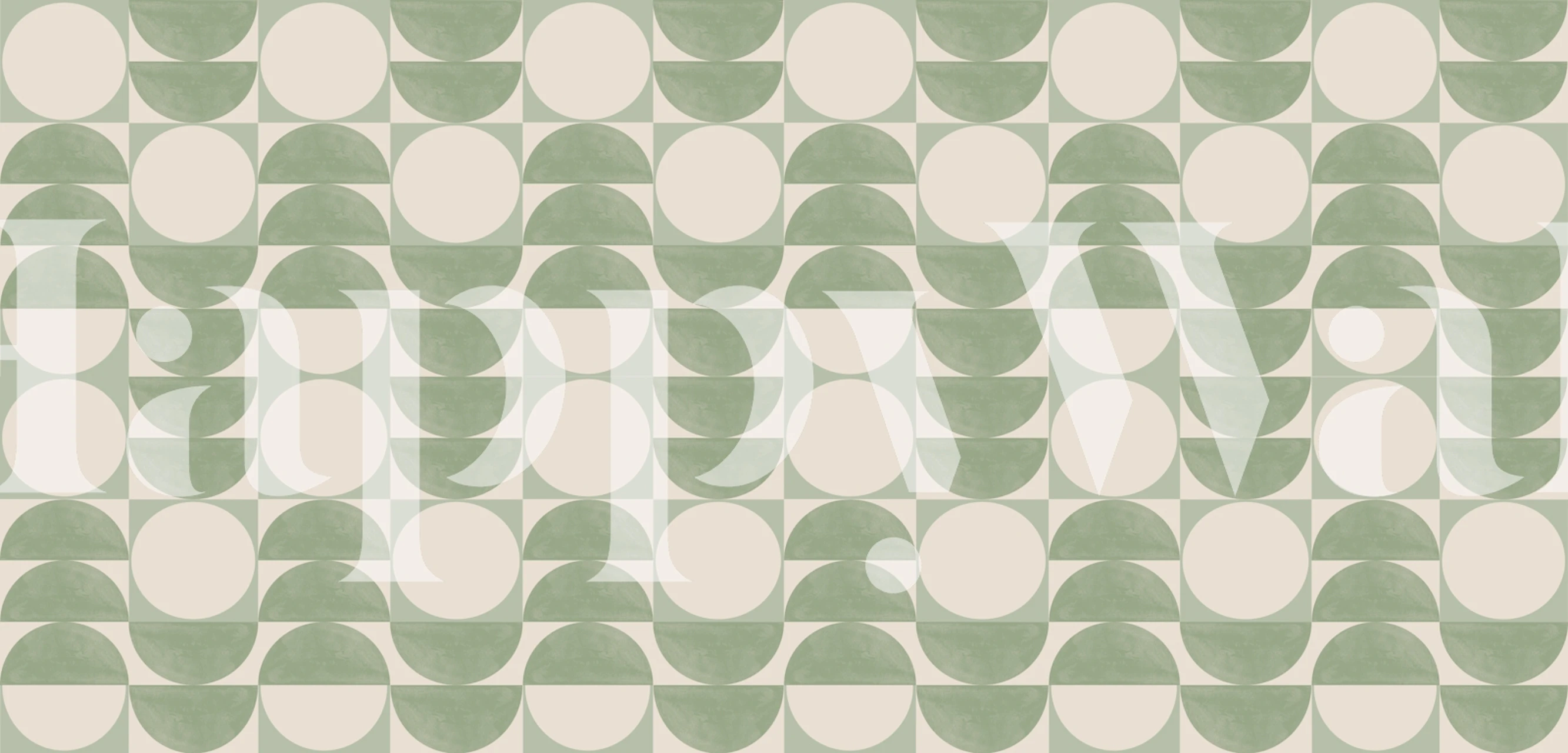 Green geometric shapes and creamy circles wallpaper