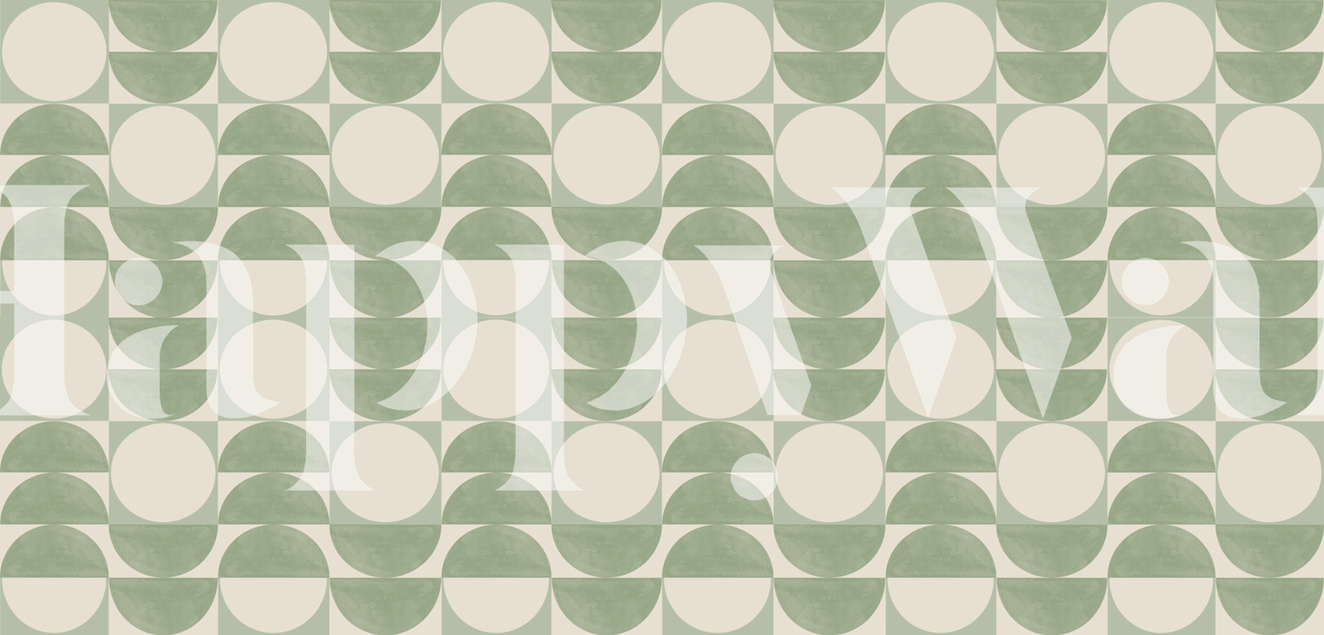Green geometric shapes and creamy circles wallpaper