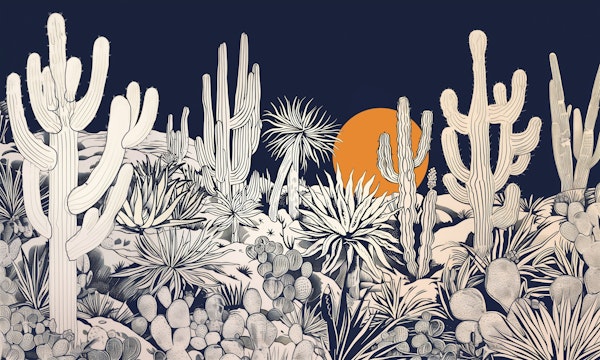 Desert Cactus Garden Sunset Harmony