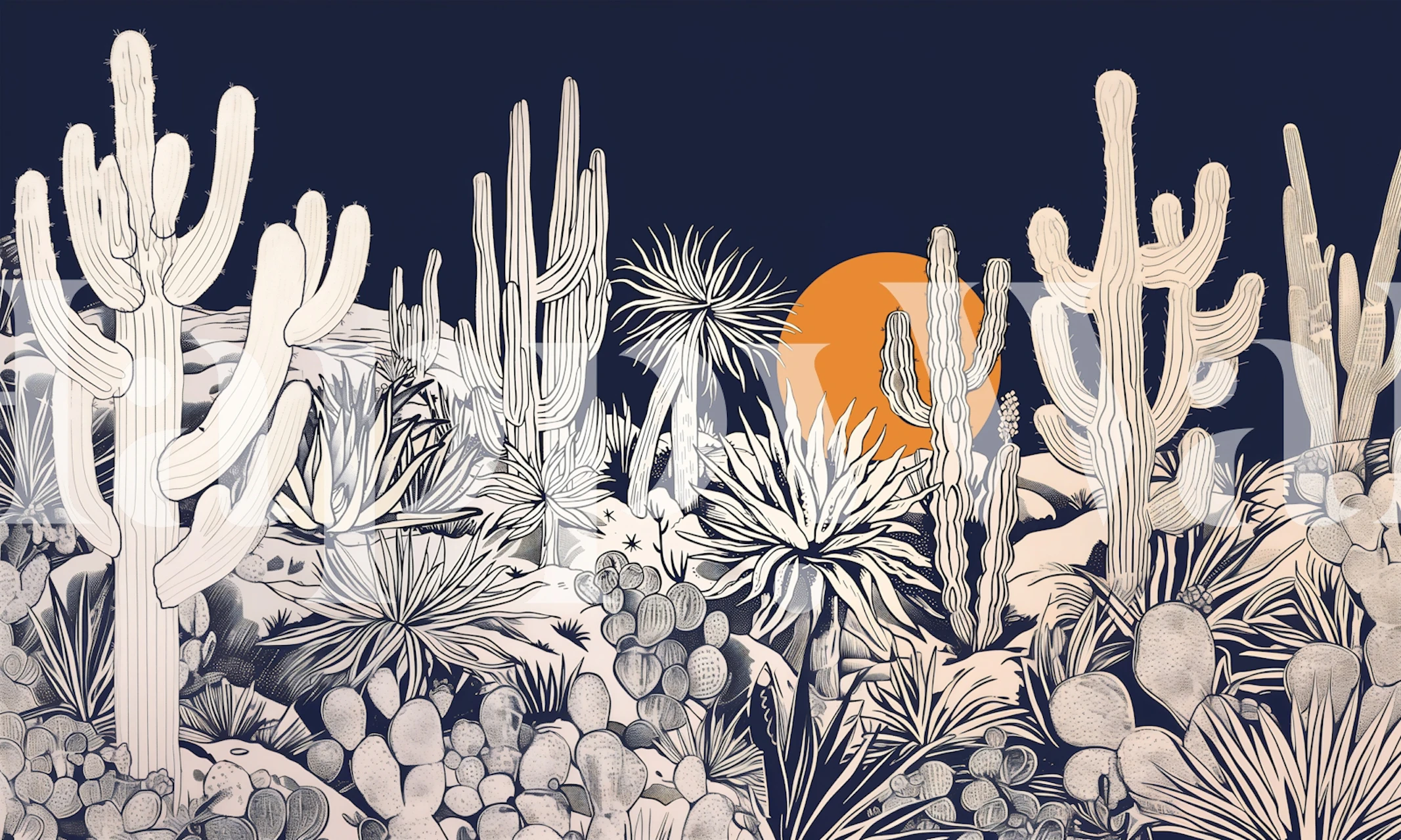 Desert Cactus Garden Sunset Harmony u sobi