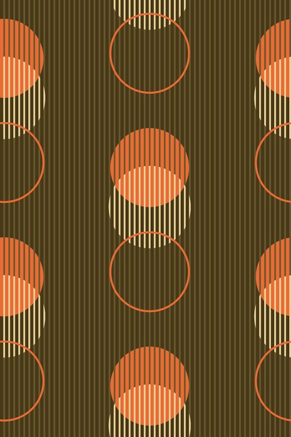 Retro 70s geometric dots – orange & green L