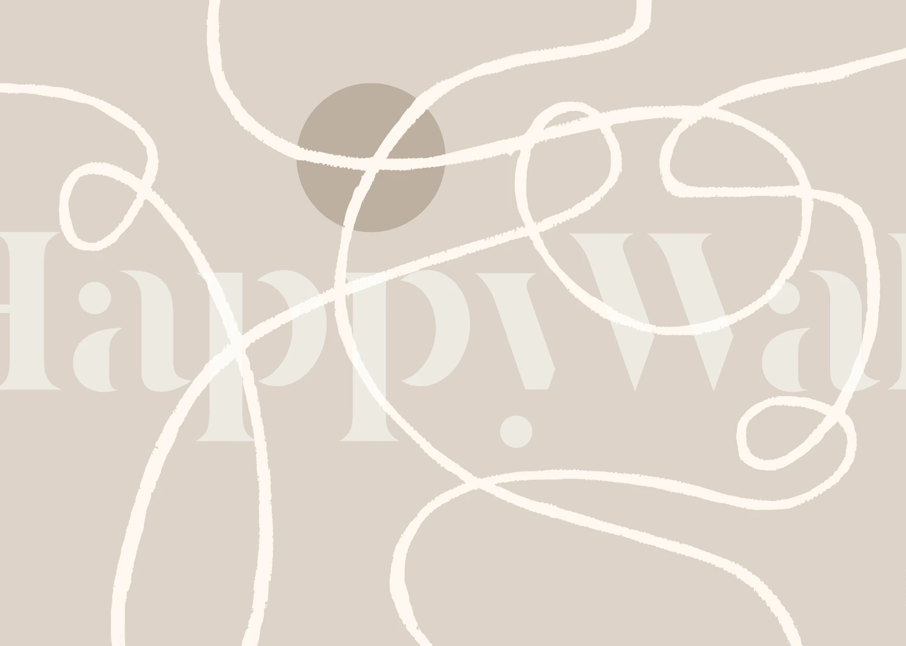 Curved lines in cream and taupe abstract pattern wallpaper