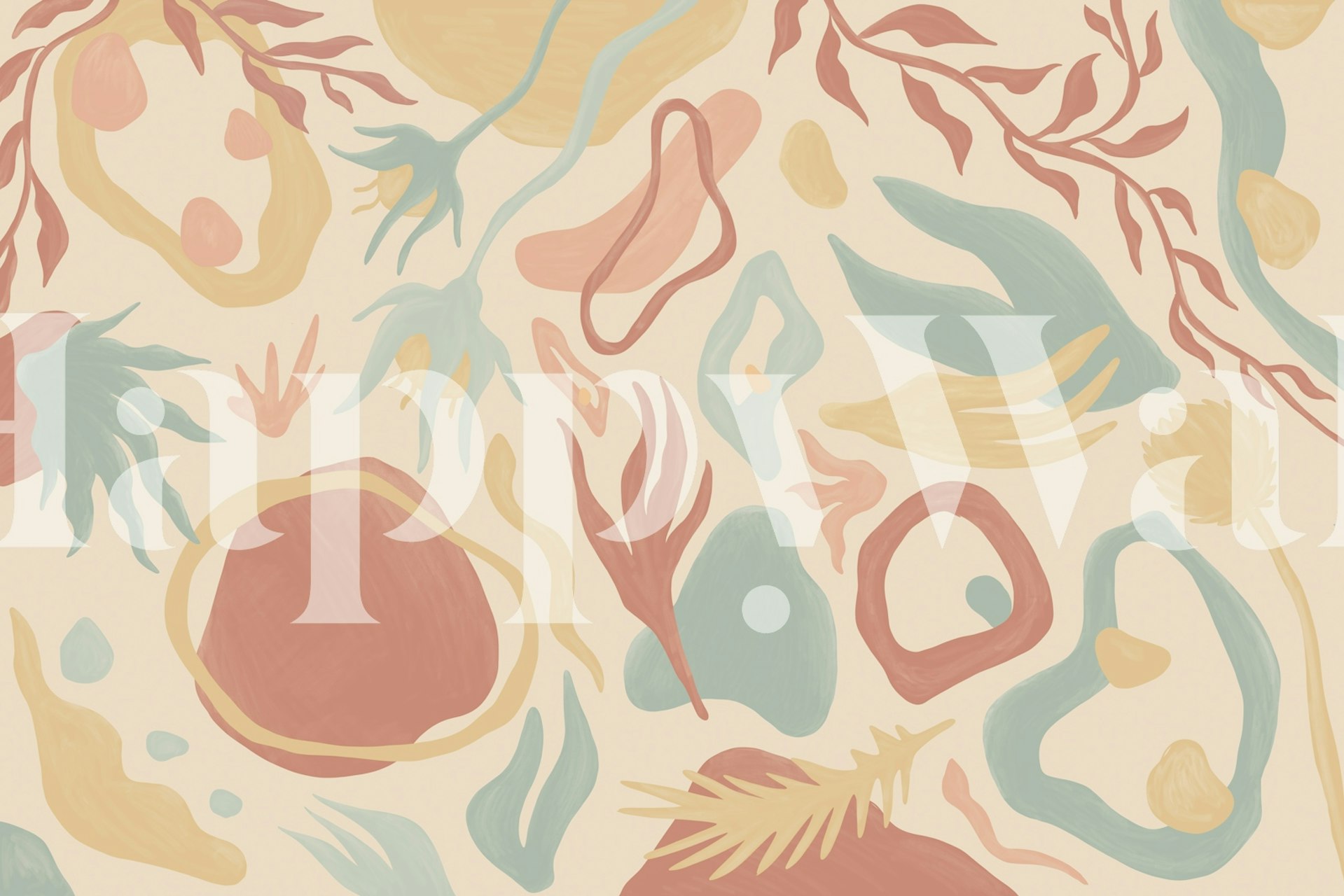 Earthy botanical flow wallpaper design