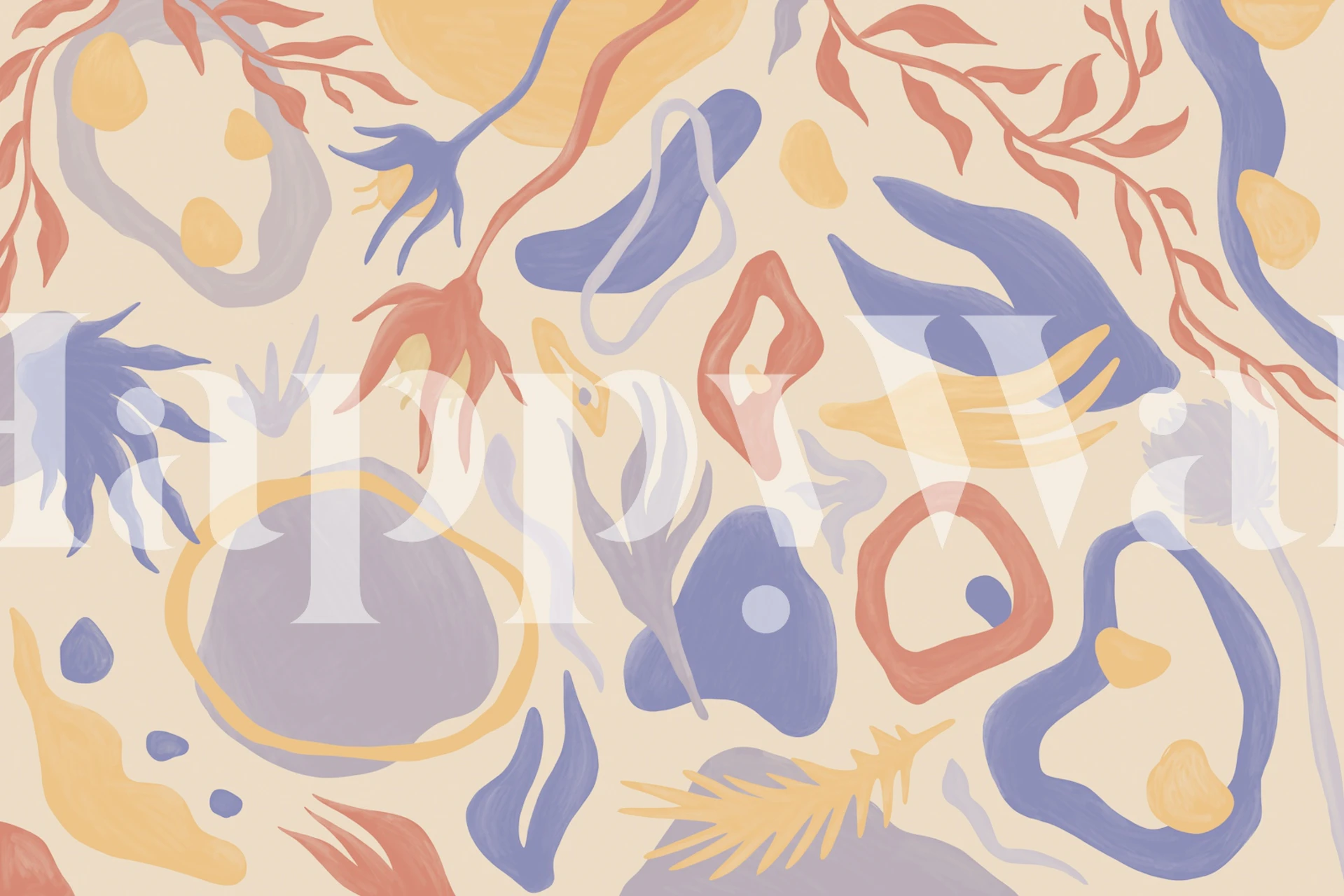 Carta da parati Lila Botanical Flow in un'ambientazione della stanza