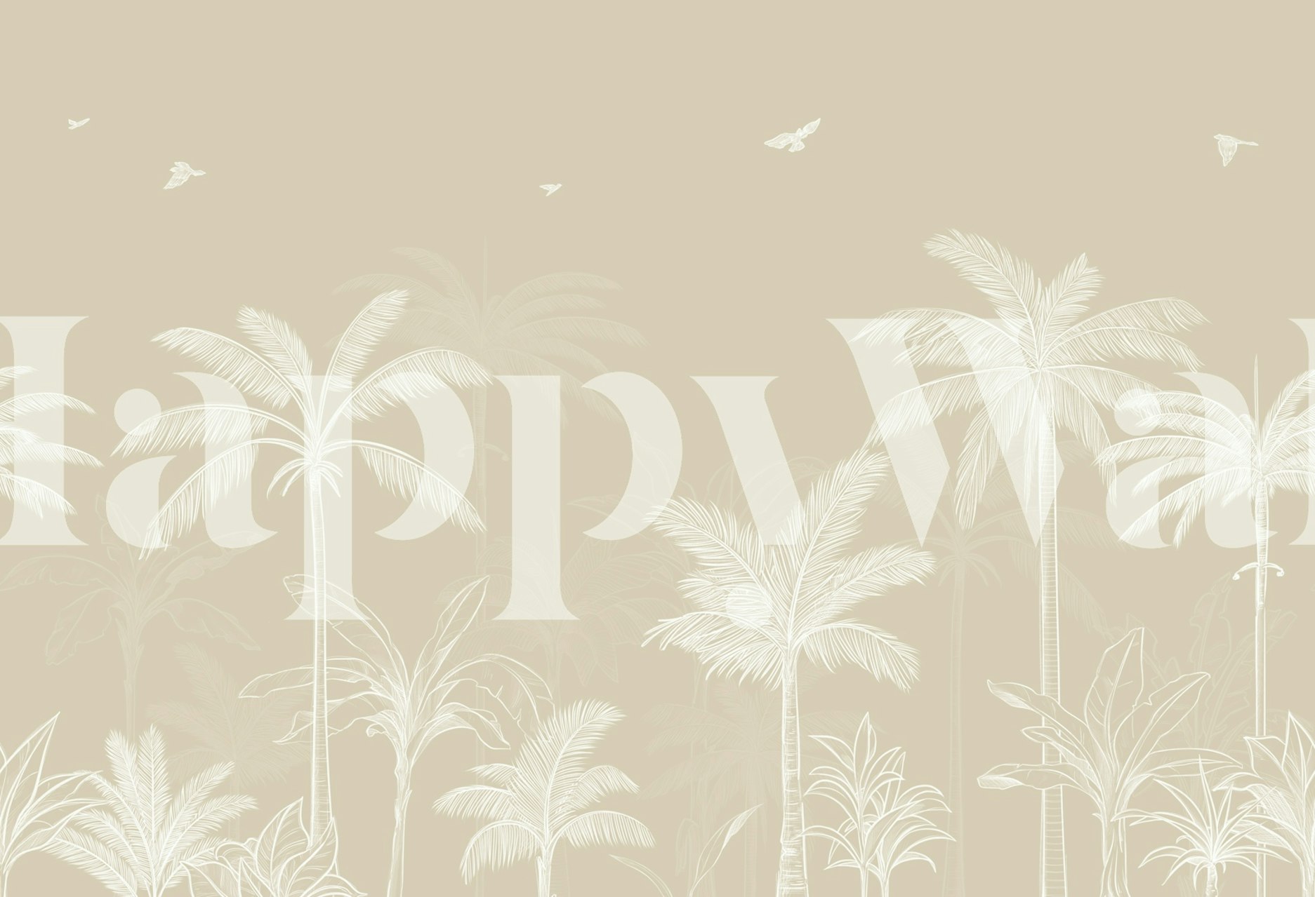 Serene palm tree wallpaper dans une pièce