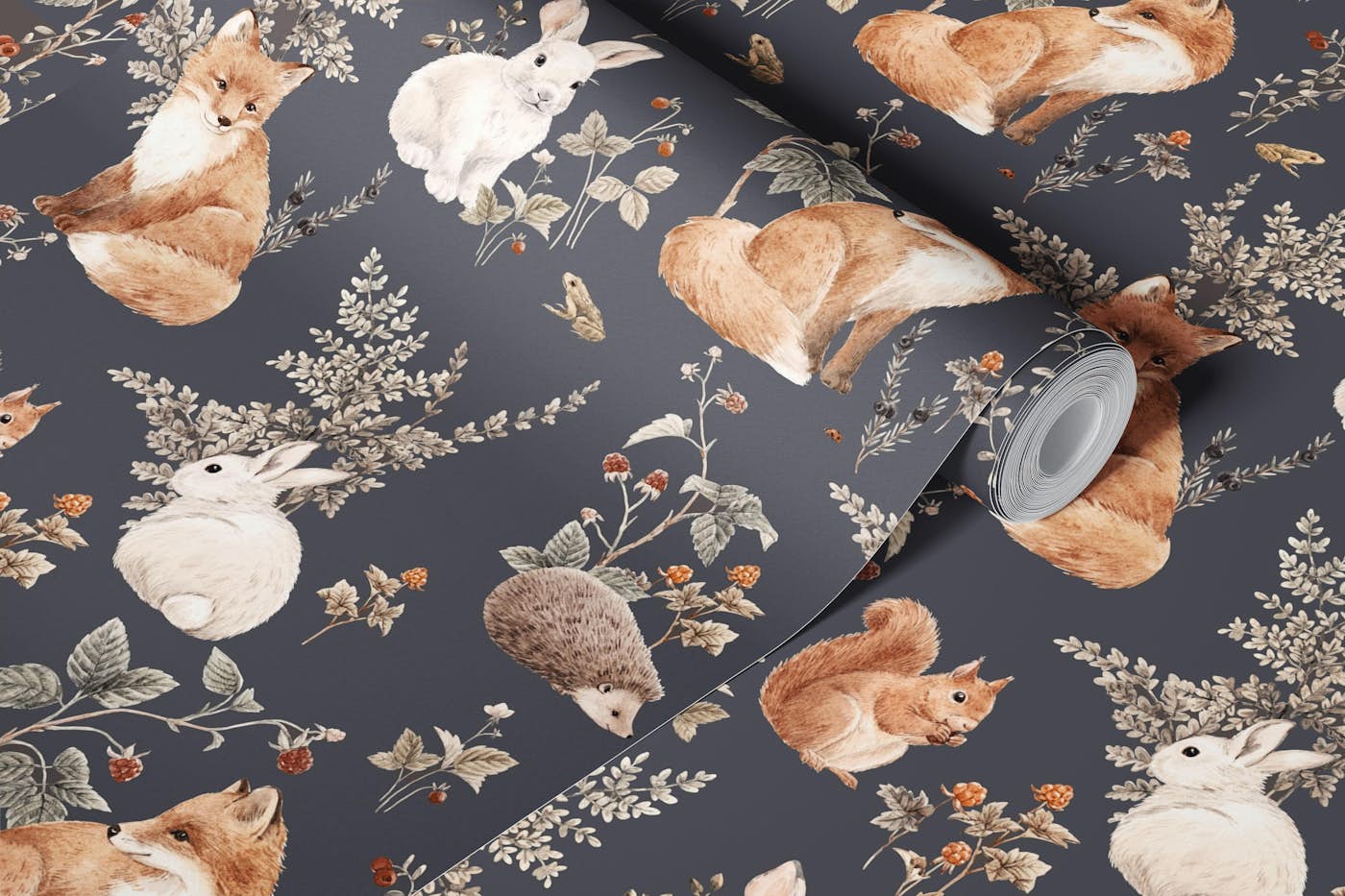 Grey Woodland Wonders wallpaper roll