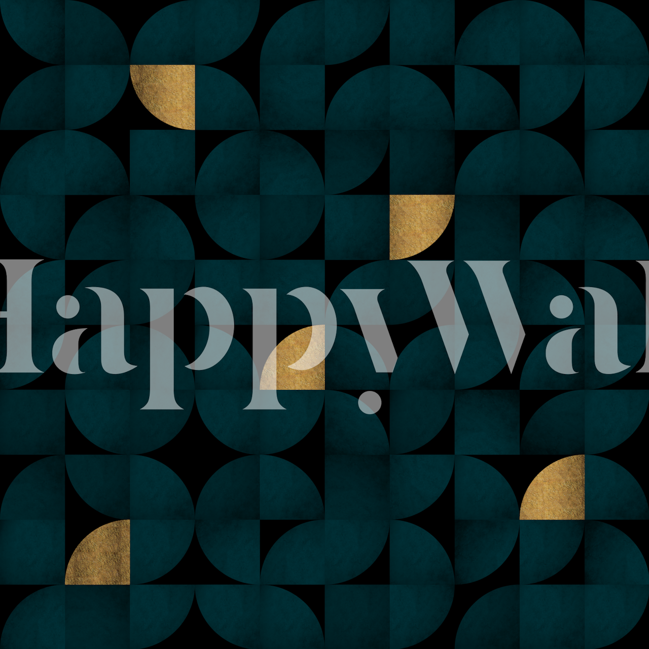 Mid-Century Dark Teal und Luxury Gold Tapete