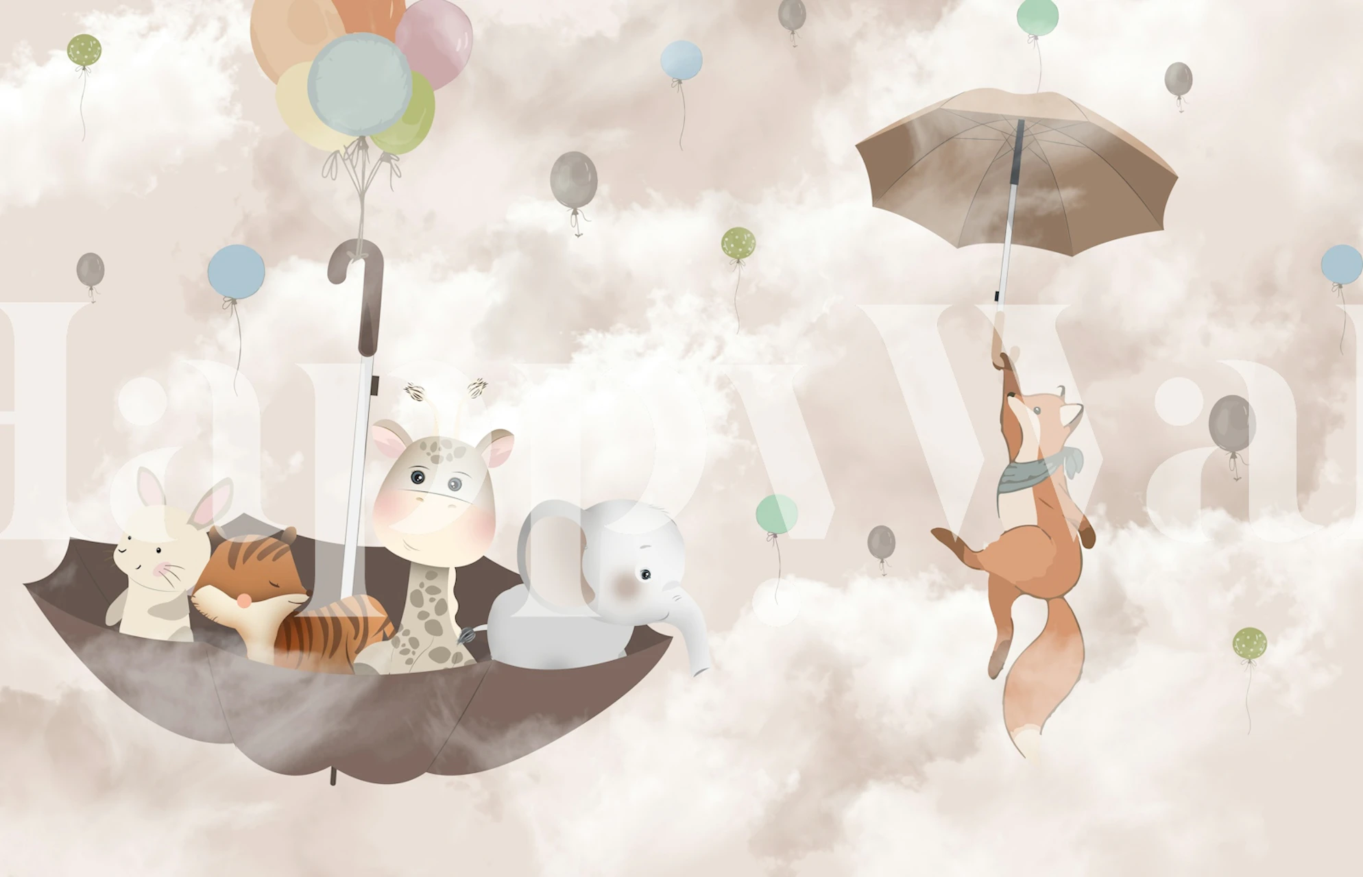 Safari Umbrella Adventure wallpaper in a room