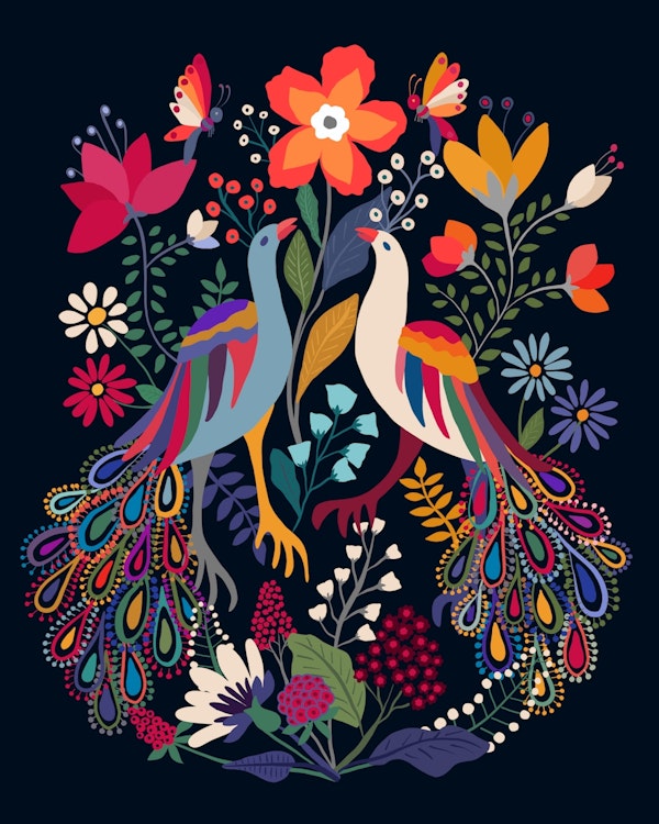 Vibrant Peacock Garden