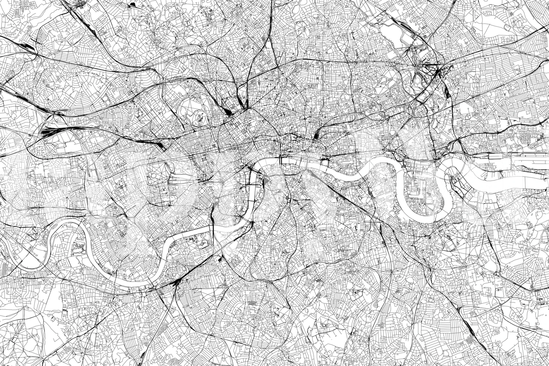 Monochrome London map wallpaper in a room