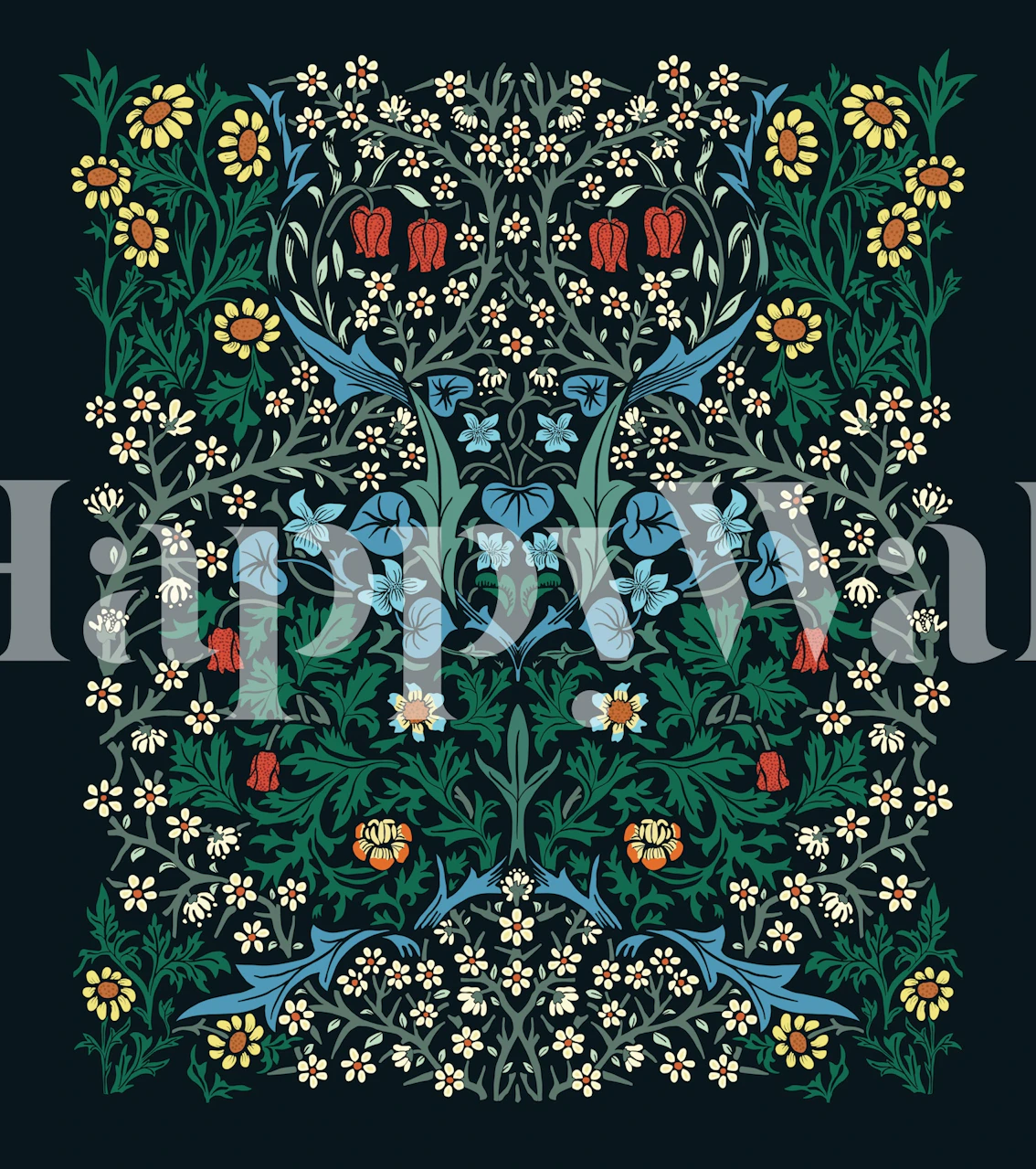 Papier peint Timeless Floral Elegance affiché dans une pièce