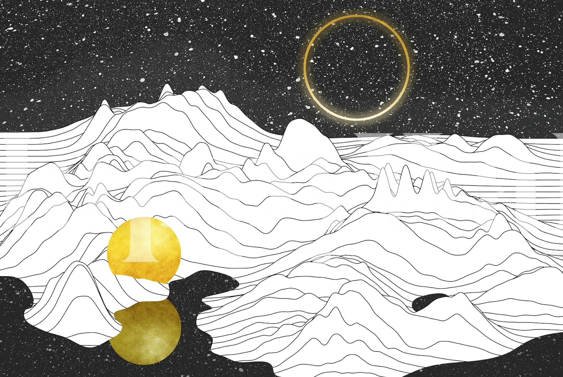 Mono Two Moons wallpaper design