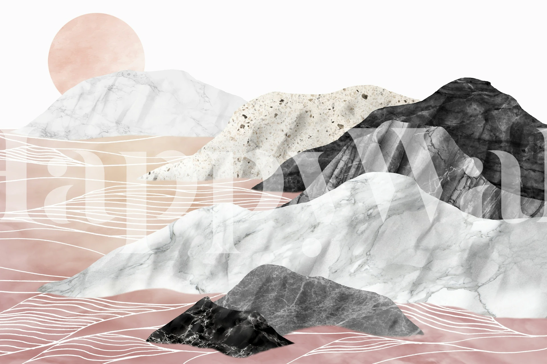 Papier peint Marble Landscape présenté dans une pièce