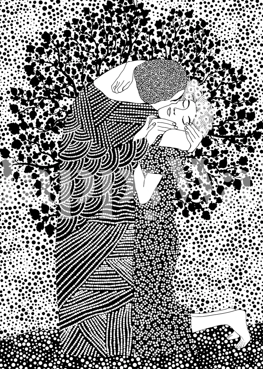 The Kiss II wallpaper displayed in a room