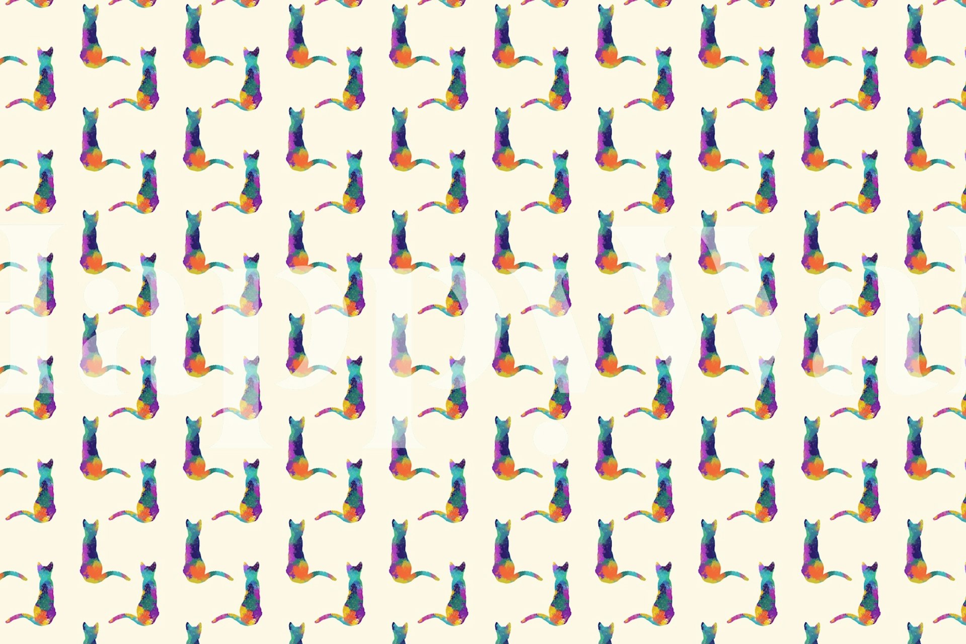 Papel de parede Colorful Cat Silhouette em um cômodo