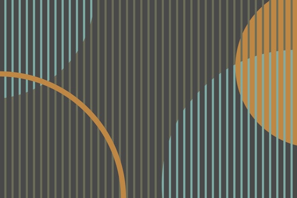 Bold geometric circles – blue, yellow & gray