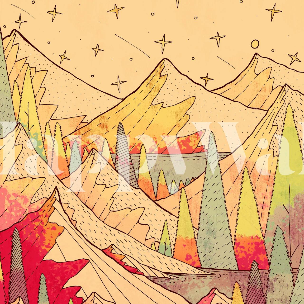 Design carta da parati Great mountain lakes in una stanza