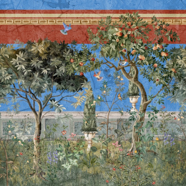 Roman Fresco Painting Cornflower