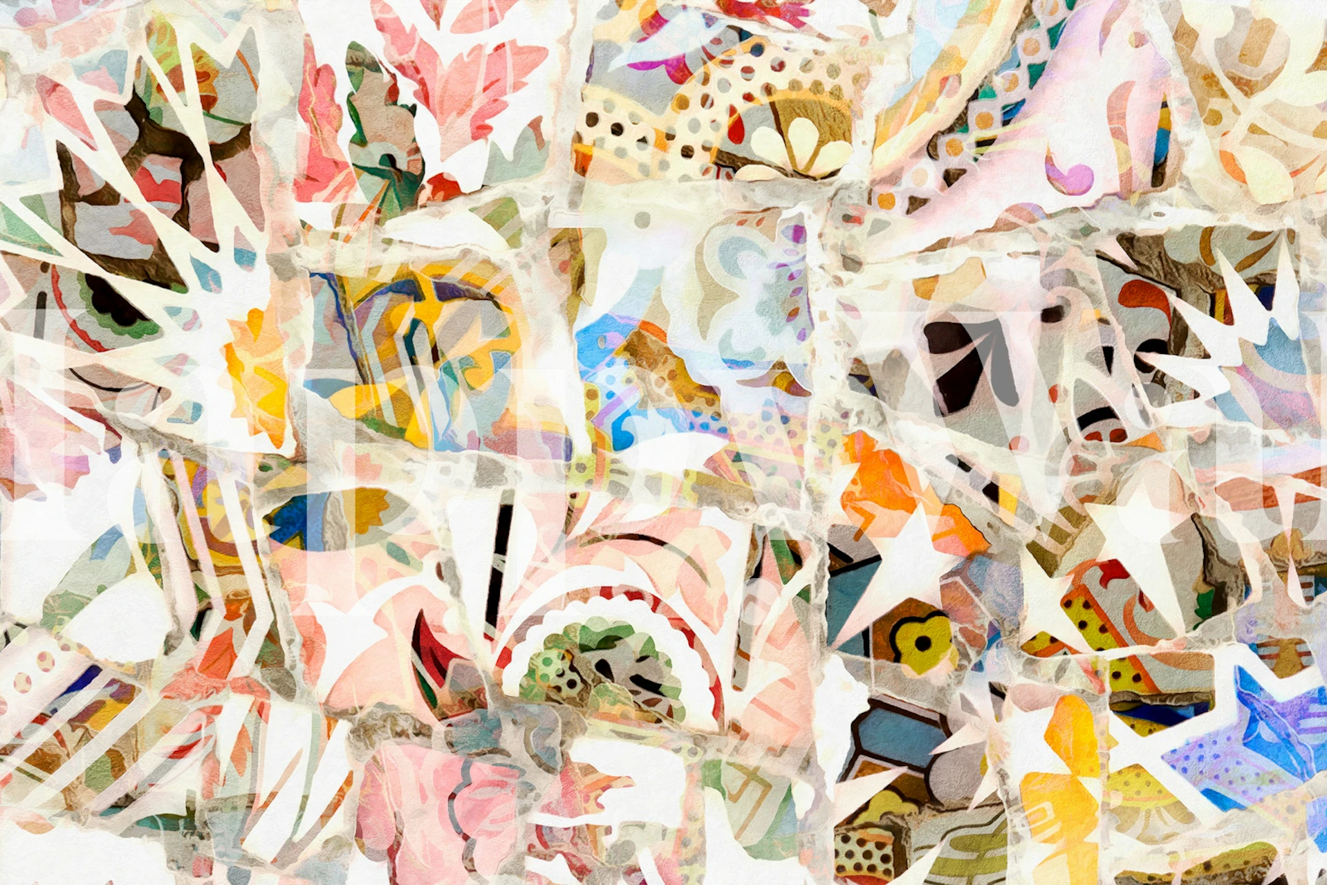 Mosaic of Barcelona 19 wallpaper in a room