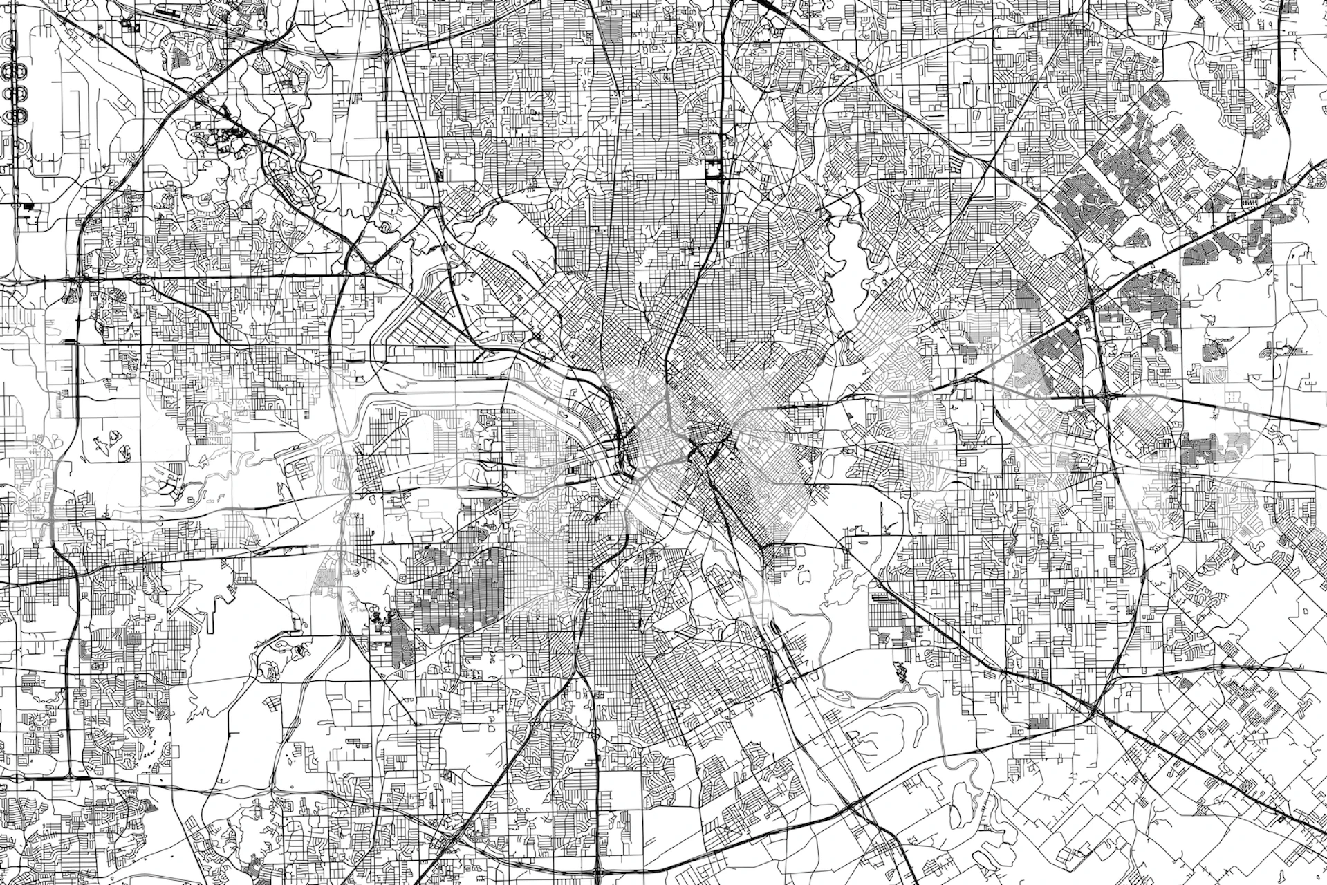 Dallas city map design in black and white wallpaper