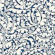 Modern Banana Leaves and Flowers Blue WM