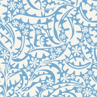 Modern Banana Leaves and Flowers Sky Blue WM tapet