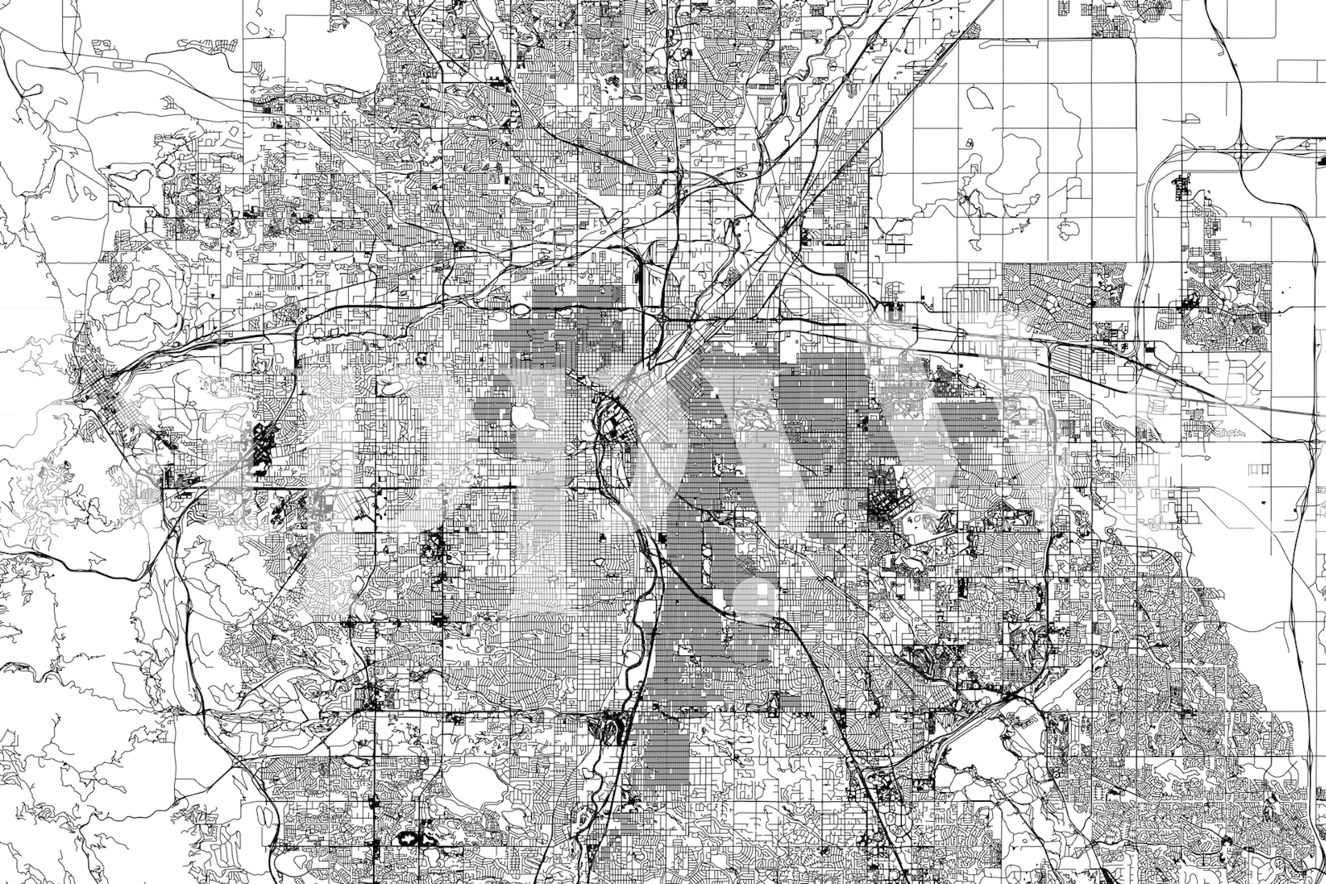 Carta da parati Denver Map in una stanza moderna