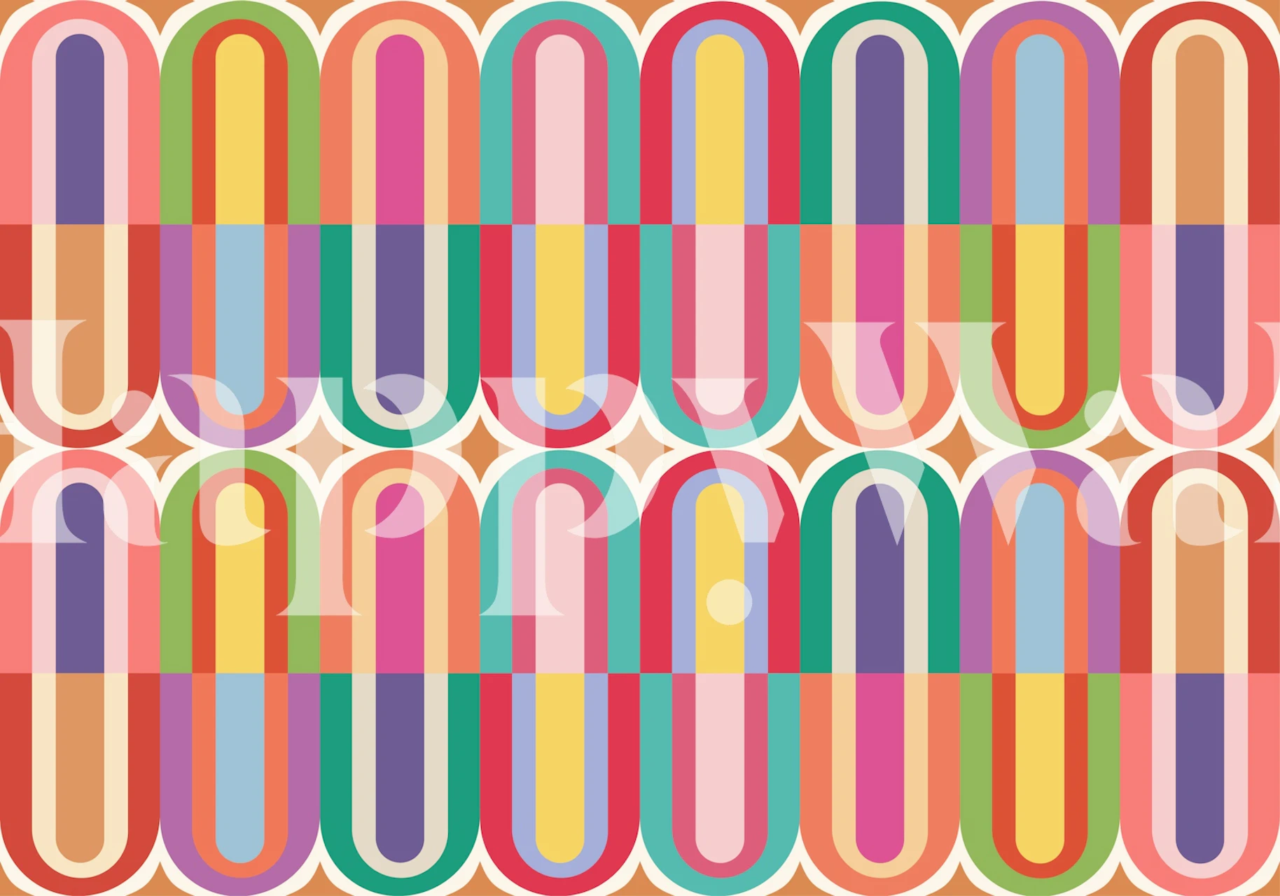 Vibrant retro vibes colorful wallpaper in a room