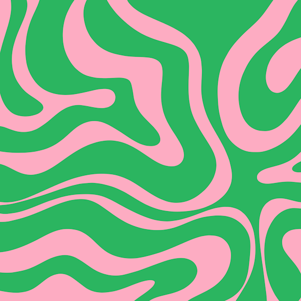 Retro Modern Liquid Swirl Spring Green & Pink